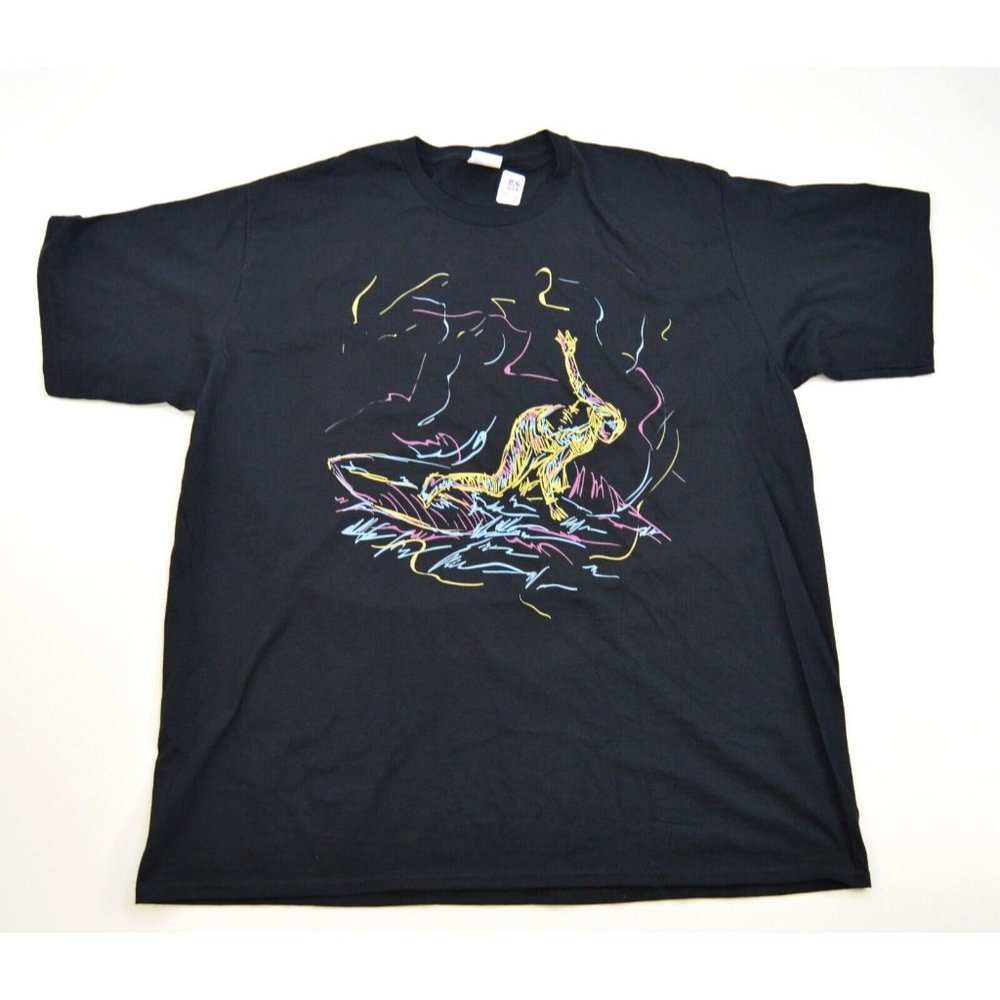 Abstract Art Surfing for Surfer and Surfers T-Shirt‎ Size 2XL Black